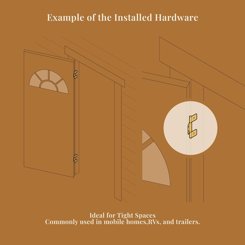 Brass Plated Flag Three Leaf Bi-Fold & Shutter Hinge | 3 1/2" x 1 Wide