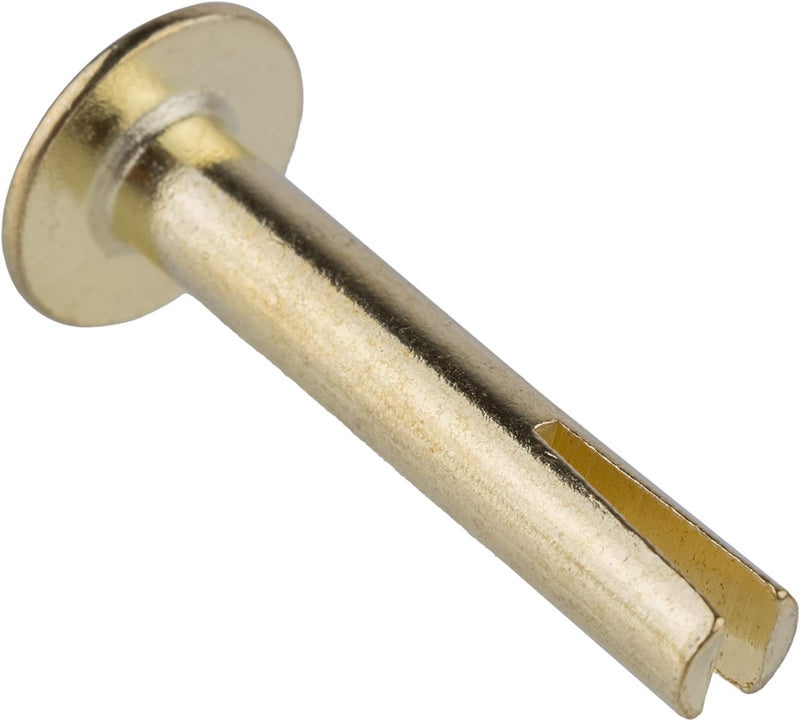 Brass Plated Steel Split Rivets - 7/8" Long - Pack of 50 - Split Rivets for Cymbals, Dog Collars, Trunks, Boxes