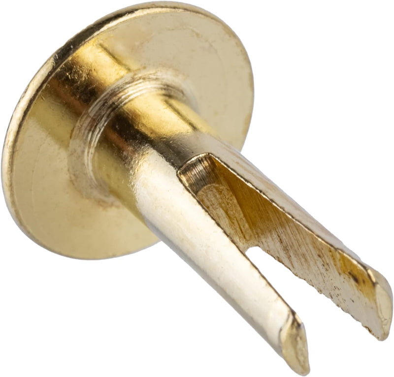 Brass Plated Steel Split Rivets - 1/2" Long - Pack of 50 - Split Rivets for Cymbals, Dog Collars, Trunks, Boxes
