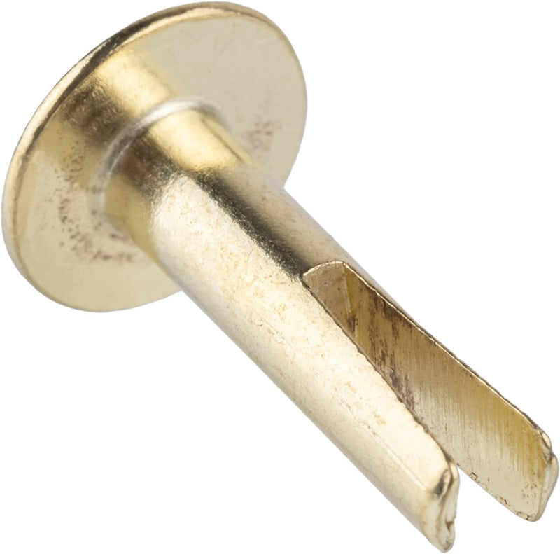 Brass Plated Steel Split Rivets - 5/8" Long - Pack of 50 - Split Rivets for Cymbals, Dog Collars, Trunks, Boxes