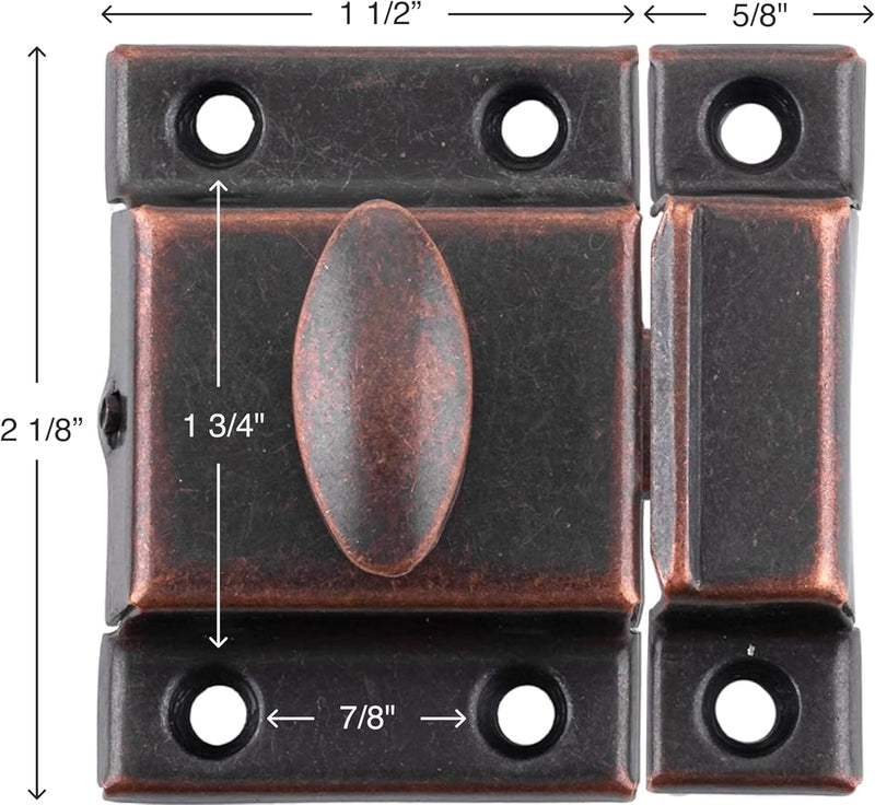Classic Large Oval Turn Antique Copper Stamped Cabinet Latch