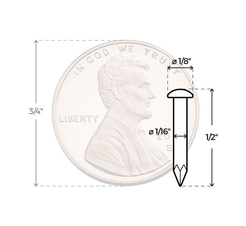 Hand Aged Solid Brass Escutcheon Pins - 1/2" Long - Pack of 100 - Small Round Head Nails - Decorative Nails for Wood