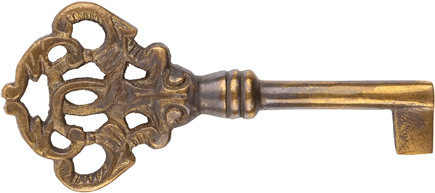 UNIQANTIQ HARDWARE SUPPLY long antique brass flush mount trunk lock with  two keys