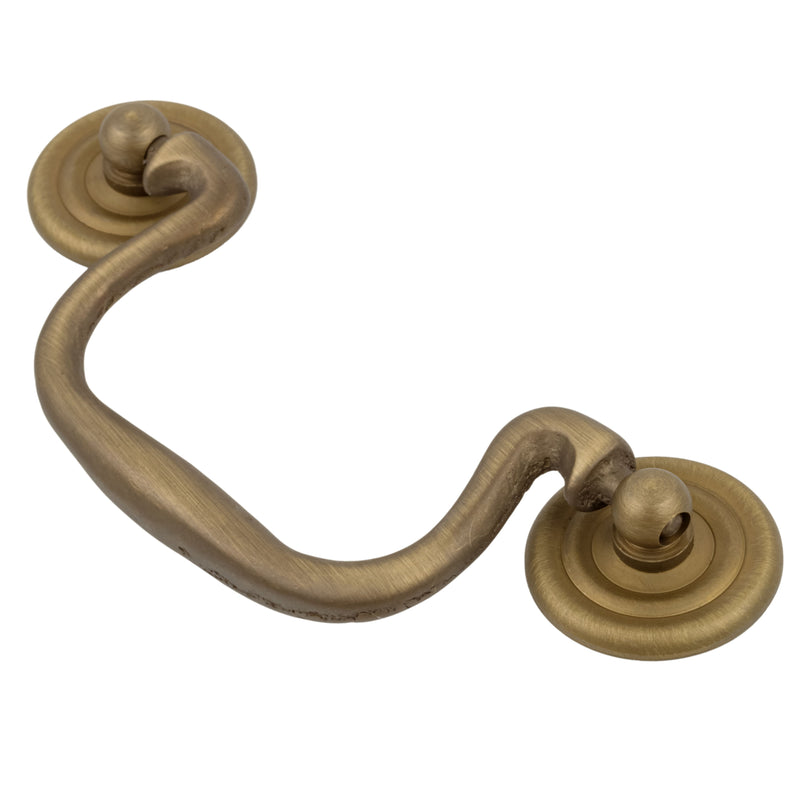 Antique Brass Swan-Neck Drawer Bail Pull | Centers: 3-1/2"