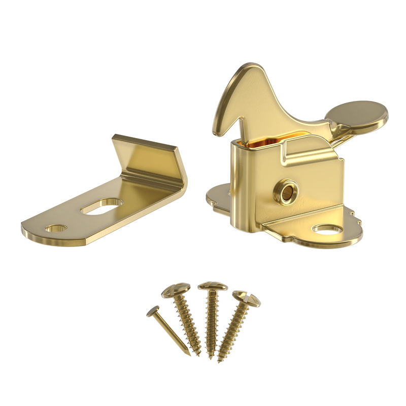 Brass Plated Spring Action Elbow Door Latch with Catch