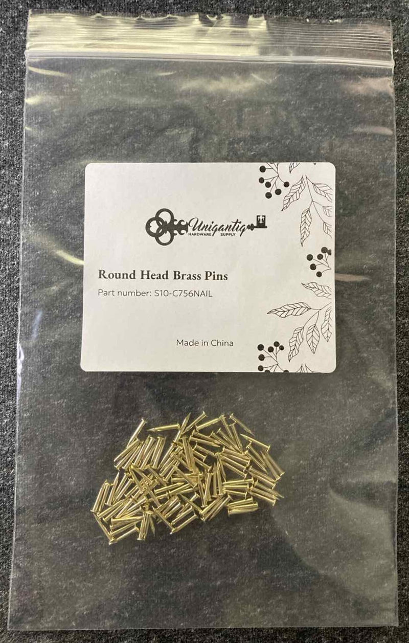 Round Head Bright Brass Escutcheon Pins | 1/2" Long | Pack of 100 Approx.