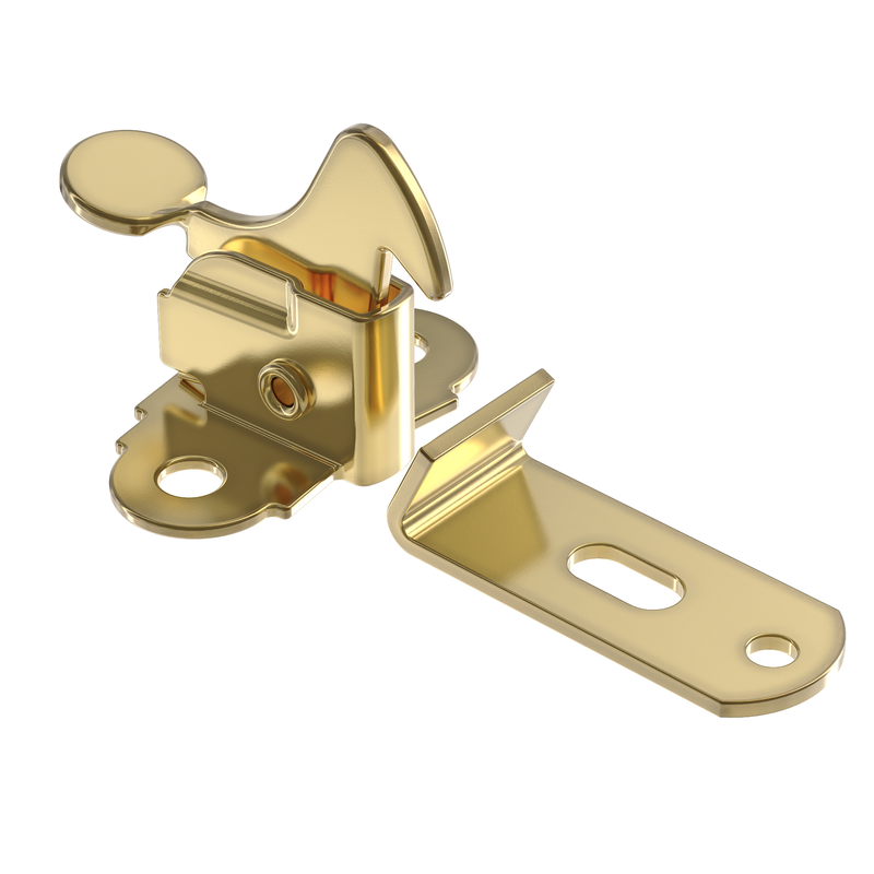 Brass Plated Spring Action Elbow Door Latch with Catch