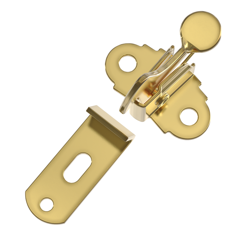 Brass Plated Spring Action Elbow Door Latch with Catch