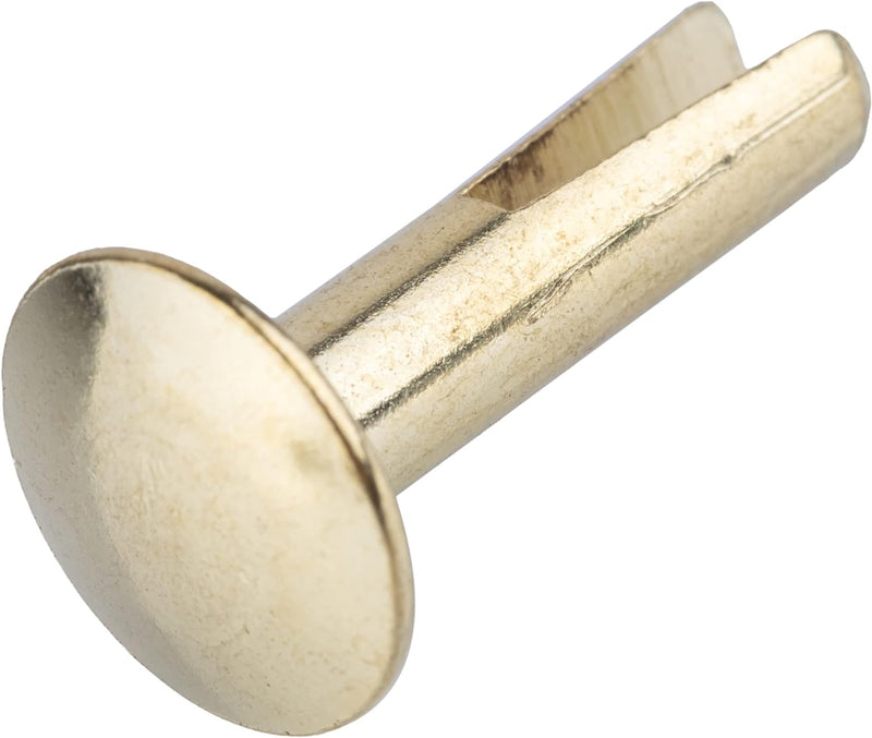 Split Rivets Brass Plated Steel | Head Diameter: 3/8" - Shaft: 5/8" Long x 5/32" Diameter | Pack of 50 Rivets