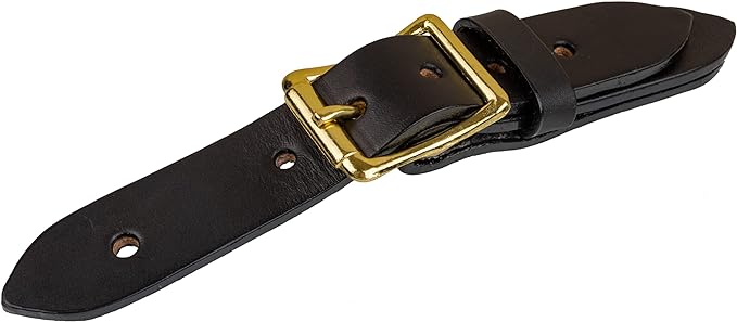 Black Trunk Buckle Assembly | Trunk Leather Strap with Brass Plated Buckle | Furniture Accessories for Steamer Trunks