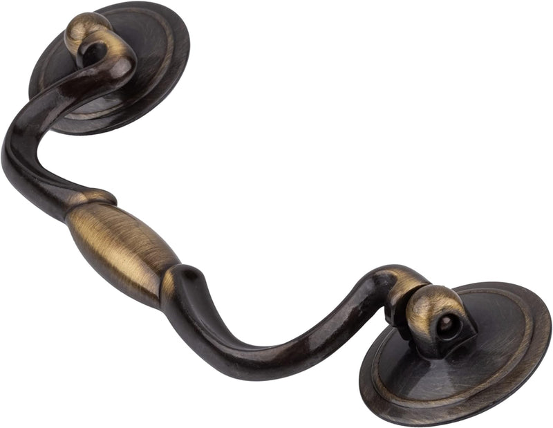 Satin Antique Brass Drawer Bail Pull | Centers: 4-1/2"
