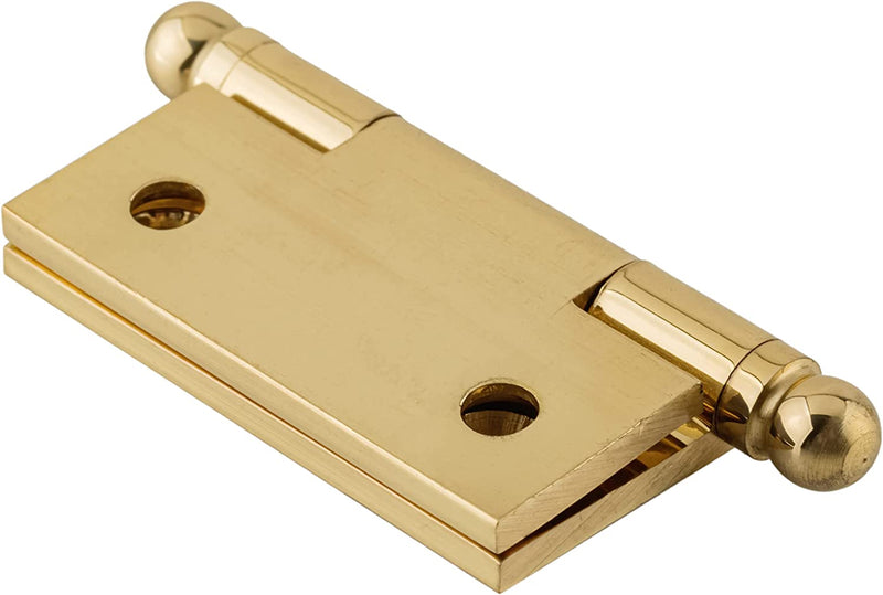 Small Lacquered Brass Heavy Ball Tipped Butt Hinge | 1 1/2" High x 1 1/2" Wide