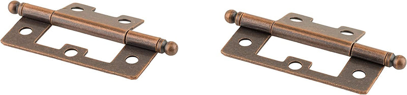 Large Antique Copper Non-Mortise Butt Hinge with Ball Finial | Pack of 2