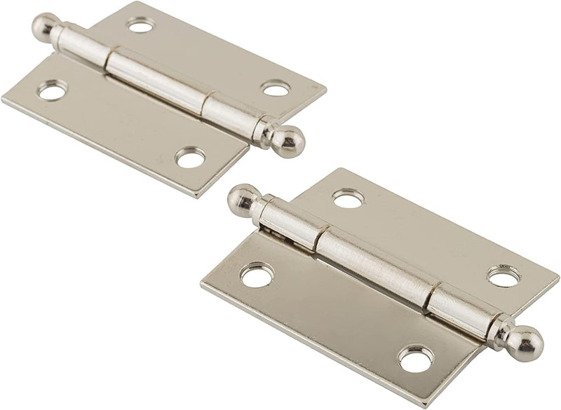Medium Polished Nickel Butt Hinges with Ball Finials | Pack of 2
