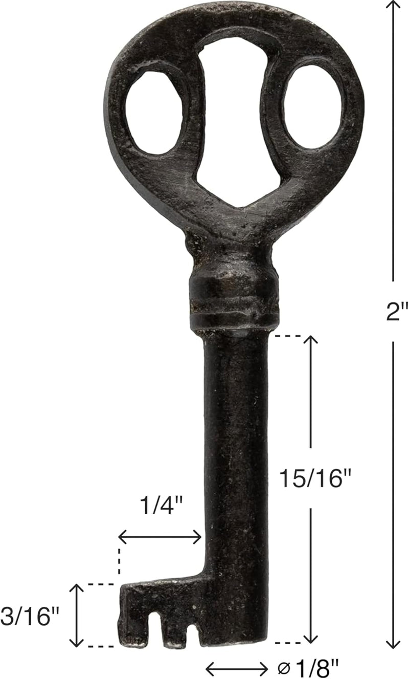 Steel Hollow Barrel Skeleton Key for Cabinet Doors, Dresser Drawers, Grandfather Clocks | Antique, Vintage, Old Furniture Hardware
