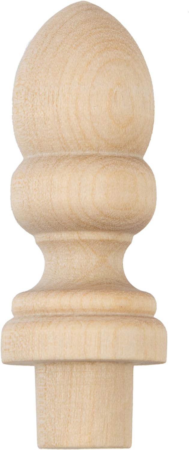 Turned Birch Finial | 2-7/16" Tall | Pack of 2 | Unfinished Wood Finial, Unpainted Wooden Finials and Spindles for Crafts, Furniture Making