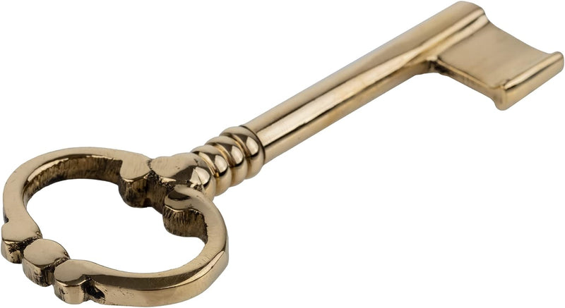 Solid Brass Plated Hollow Barrel Skeleton Key for Antique Cabinet Doors, Grandfather Clocks, Dresser Drawer
