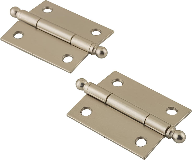 Medium Brushed Nickel Butt Hinges with Ball Finials | Pack of 2