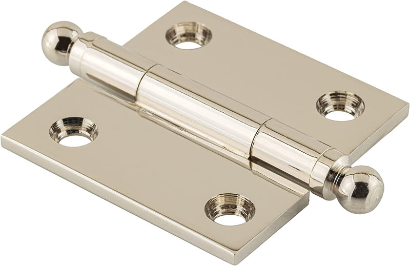 Small Polished Nickel Heavy Ball Tipped Butt Hinge | 1 1/2" High x 1 1/2" Wide