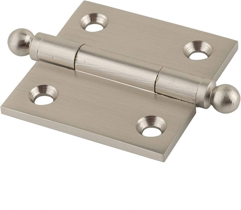 Small Brushed Nickel Heavy Ball Tipped Butt Hinge | 1 1/2" High x 1 1/2" Wide