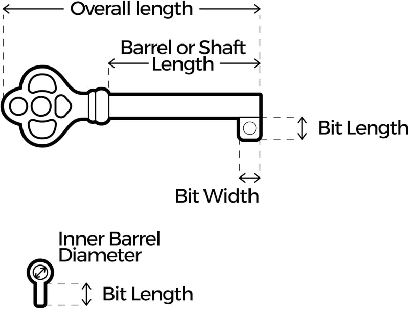 Large Brass Plated Hollow Barrel Skeleton Key