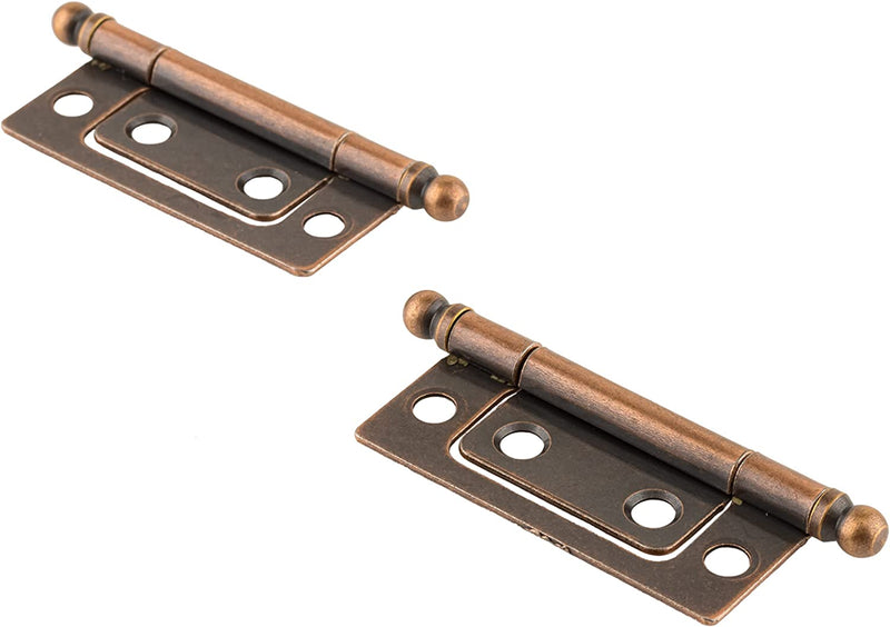 Small Antique Copper Non-Mortise Butt Hinge with Ball Finial | Pack of 2