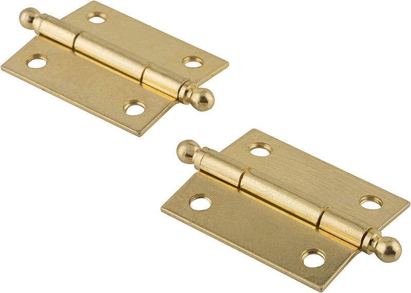 Medium Polished Brass Butt Hinges with Ball Finials | 1 15/16" High x 1 5/8" Wide | Pack of 2