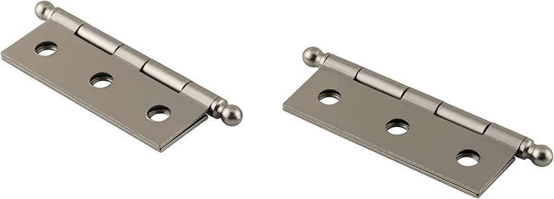 Small Brushed Nickel Butt Hinges with Ball Finials | 2" High x 1 3/8"Wide | Pack of 2