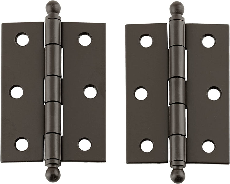 Large Oil Rubbed Bronze Butt Hinges with Ball Finials | Pack of 2