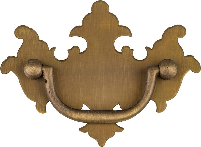Chippendale Medium Antiqued Brass Drawer Bail Pull | Centers: 2-1/2" | Handle for Antique Cabinet Door, Dresser Drawer, Desk | Reproduction Furniture Hardware