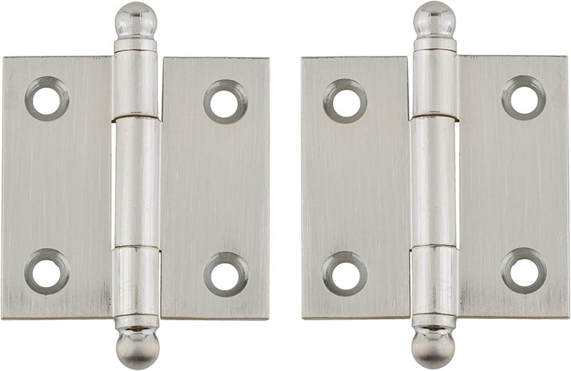 Small Brushed Chrome Heavy Ball Tipped Butt Hinge | 1 1/2" High x 1 1/2" Wide