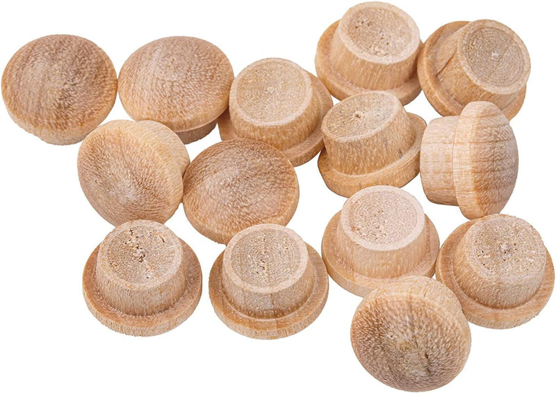 Mushroom Birch Screw Hole Button Plugs | 1/4" Diameter | Pack of 50 Approx. | Wood Turned End Grain Round Mushroom Head with Shoulders