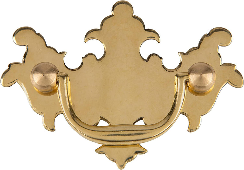 Chippendale Small Polished Brass Drawer Bail Pull | Centers: 2" | Handle for Antique Cabinet Door, Dresser Drawer, Desk | Reproduction Furniture Hardware