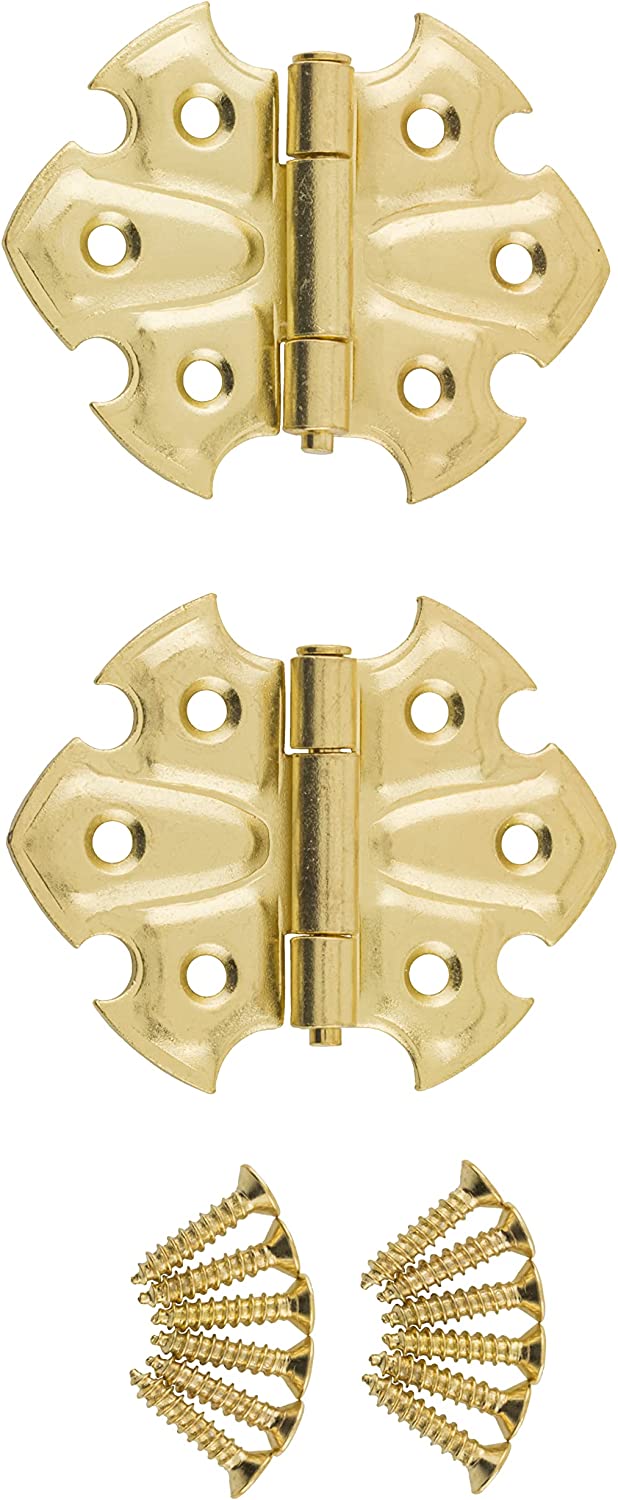 Butterfly Cabinet Hinge Pair, Antique Brass Finish
