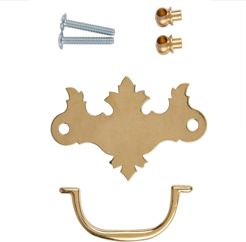 Early American Polished Brass Drawer Bail Pull | Centers: 2-1/2" | Handle for Antique Cabinet Door, Dresser Drawer, Desk | Reproduction Furniture Hardware