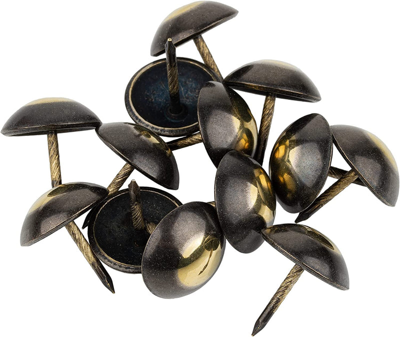 Bronze Finished Round Head Upholstery Tacks | 1" Diameter × 5/8" Long | Pack of 10 | Decorative Nail Heads for Furniture