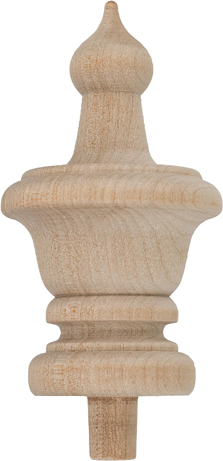 Turned Oak Finial & Spindle | Unfinished Wood Spindle, Unpainted Wooden Spindles for Crafts, Wooden Chair Supply, for House Furniture
