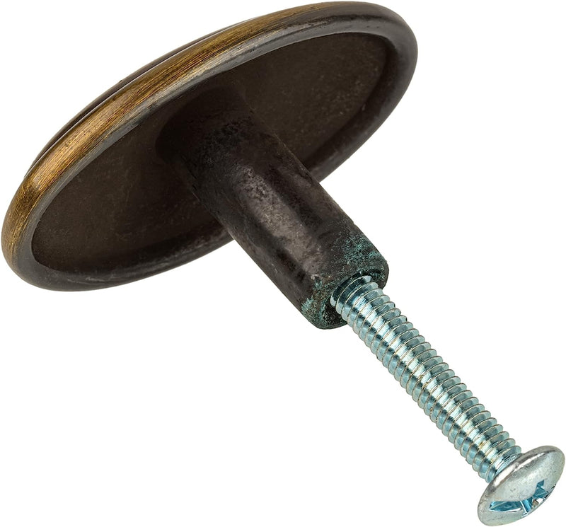Oval Antique Brass Drawer Knob | Diameter: 1-3/4"