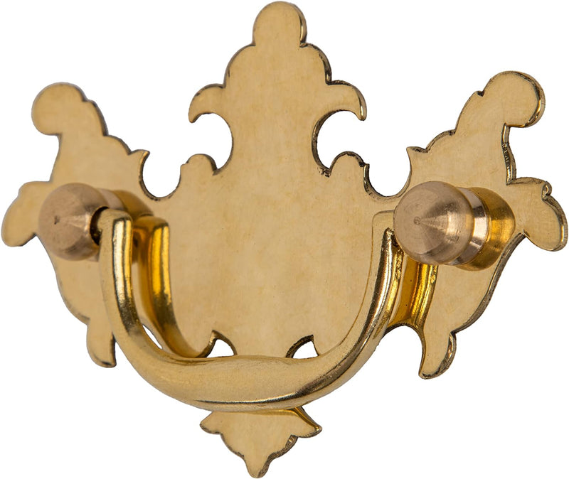 Chippendale Small Polished Brass Drawer Bail Pull | Centers: 2" | Handle for Antique Cabinet Door, Dresser Drawer, Desk | Reproduction Furniture Hardware