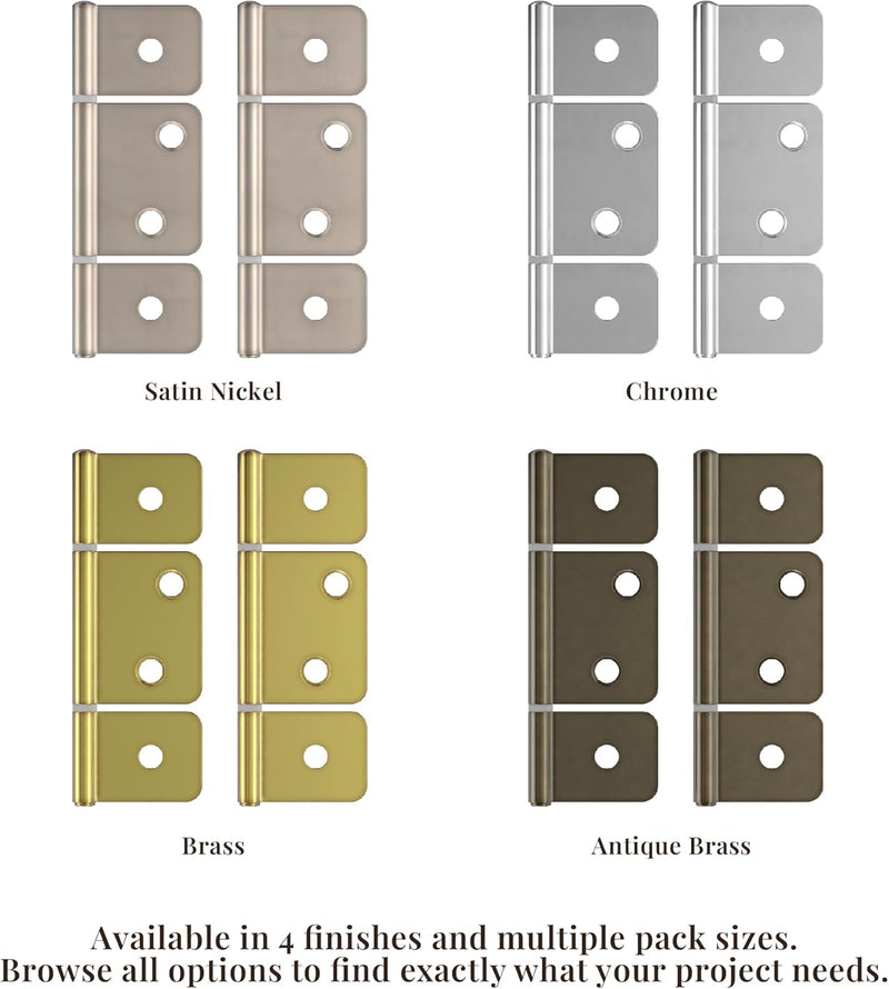 Nickel Finished Flag Three Leaf Bi-Fold & Shutter Hinge | 3 1/2" x 1 Wide