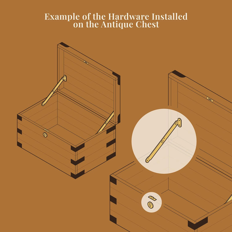 Heavy Brass Plated Chest & Desk Lid Support | 10 3/8" Long