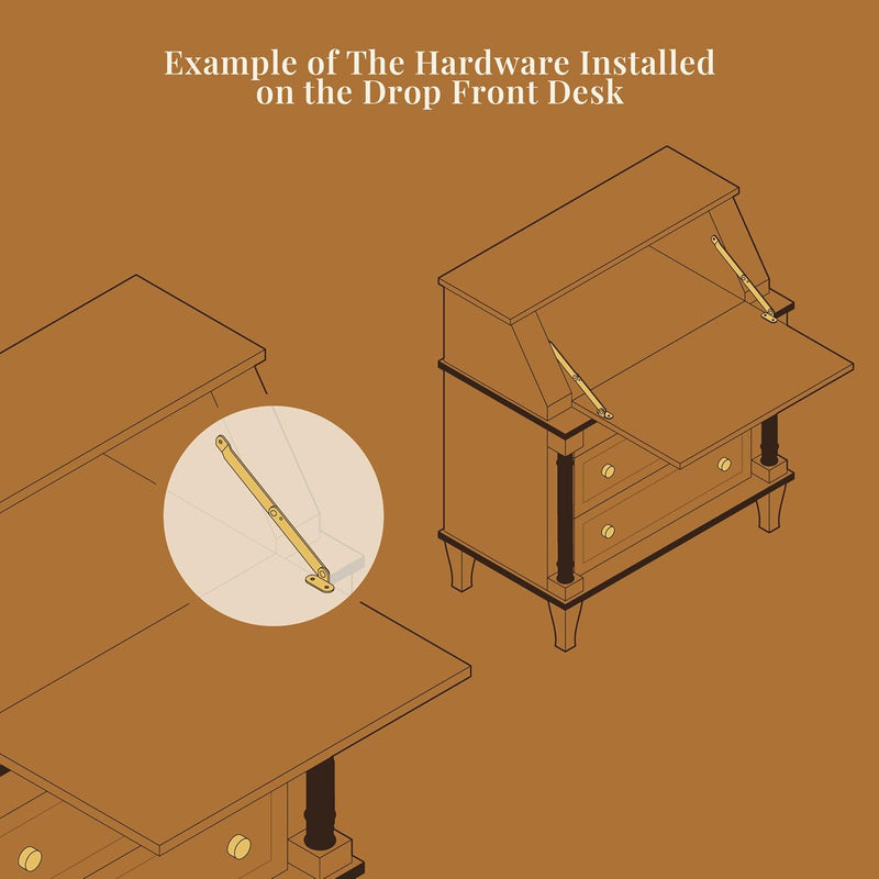 Heavy Brass Plated Chest & Desk Lid Support | 10 3/8" Long