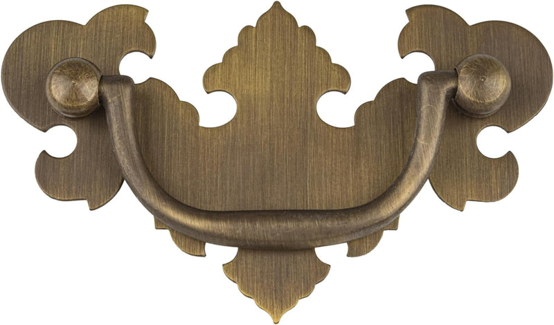 Chippendale Antique Brass Drawer Bail Pull | Centers: 3" | Handle for Antique Cabinet Door, Dresser Drawer, Desk | Reproduction Furniture Hardware | BP1-BAB