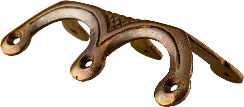 Large Triple Hand Aged Cast Brass Leg Trunk Edge Clamp
