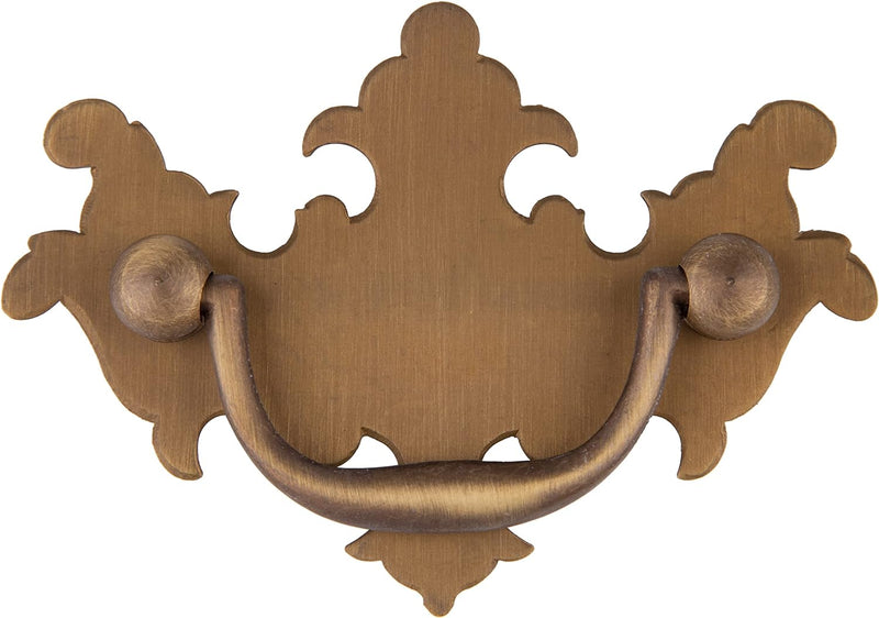 Chippendale Small Antiqued Brass Drawer Bail Pull | Centers: 2" | Handle for Antique Cabinet Door, Dresser Drawer, Desk | Reproduction Furniture Hardware