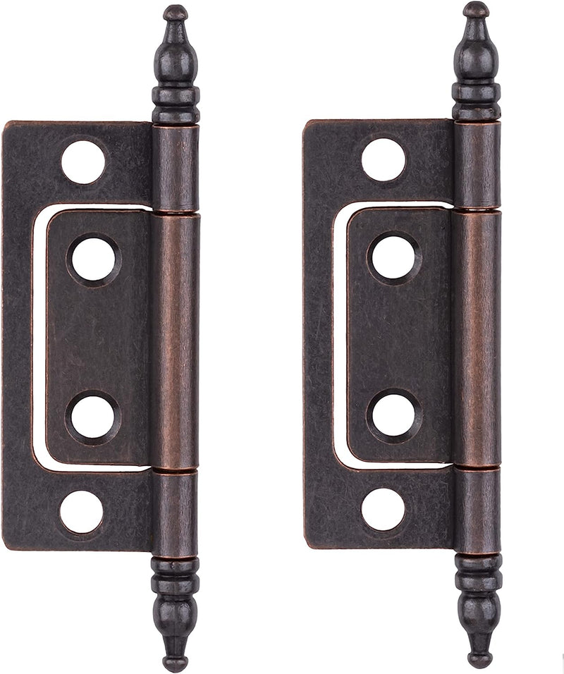 Antique Copper Finished Non-Mortise Hinge with Finials | 2" High x 7/8" Wide