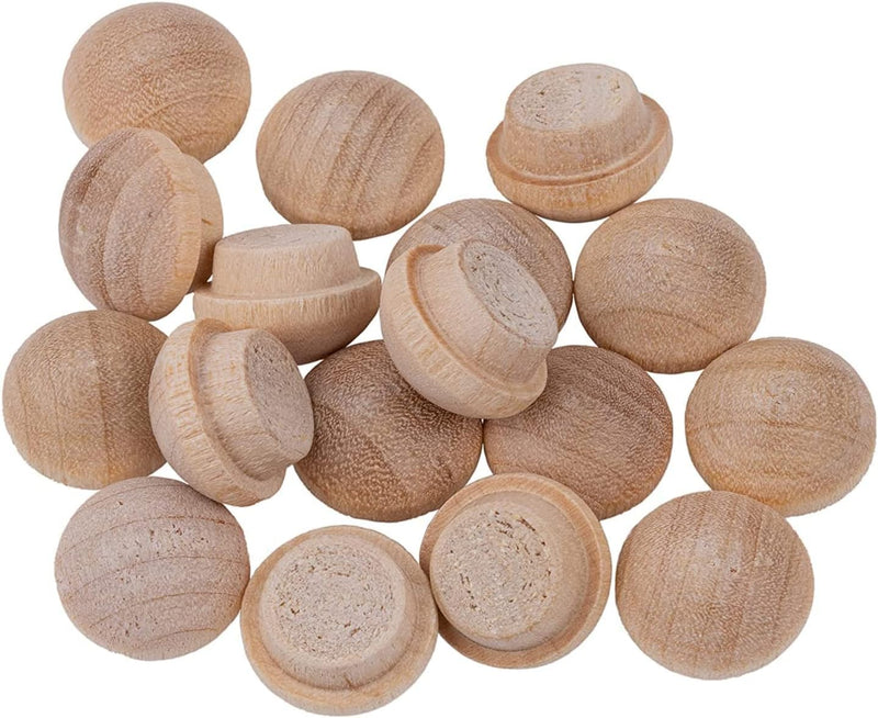 Mushroom Birch Screw Hole Button Plugs | 1/2" Diameter | Pack of 50 Approx. | Wood Turned End Grain Round Mushroom Head with Shoulders