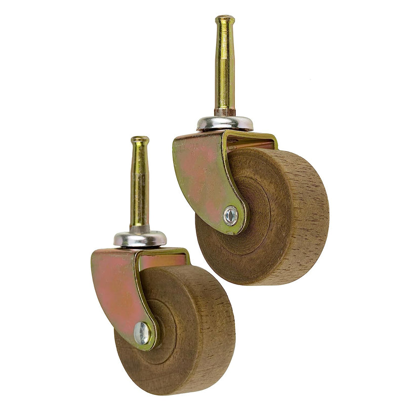 Large Furniture Caster Wood Wheel with Brass Plated Steel Fork