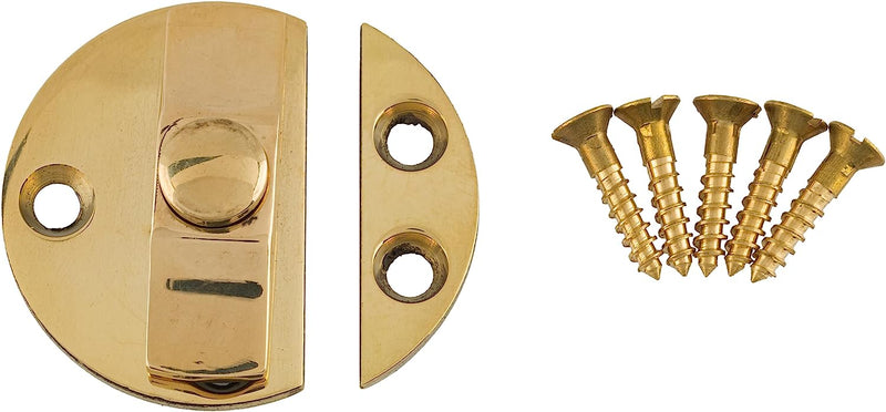 Cast Brass Turn Button Door Latch with Back-plates | Base Diameter: 1-1/2"