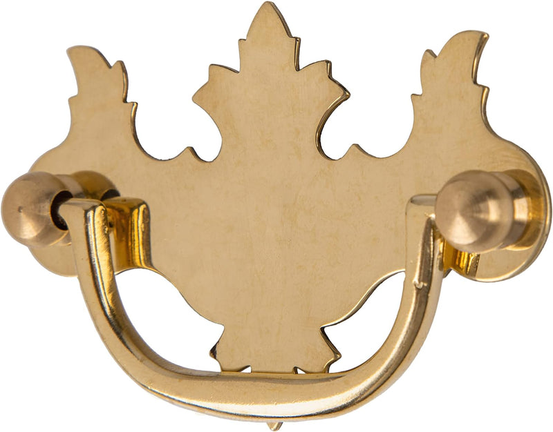 Early American Polished Brass Drawer Bail Pull | Centers: 2-1/2" | Handle for Antique Cabinet Door, Dresser Drawer, Desk | Reproduction Furniture Hardware